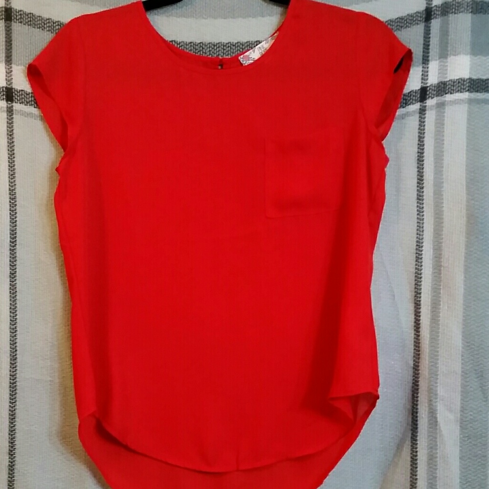 Red pink rose sheer top